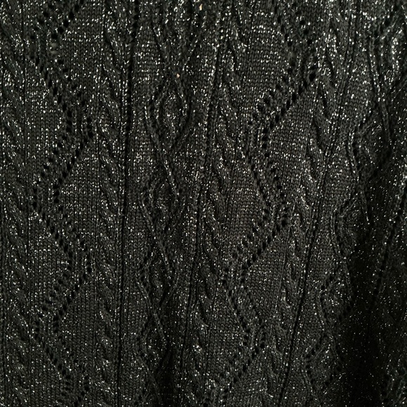 Free People New Romantics Sweater Black Sparkle Cardigan Oversized Small Petite - Picture 7 of 12